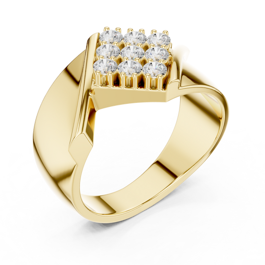 0.45 TCW Regal Matrix Statement Ring with Pavé Round Moissanite Diamond Cluster