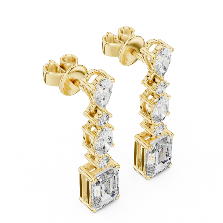 Regal Lineage Emerald Cut Lab Diamond Pear & Oval Drop Earrings - view 2