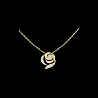 0.35 TCW Sculpted Gold Swirl Moissanite Pendant with Brilliant Center Diamond and Pave Diamond Accents