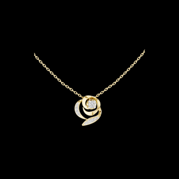 0.35 TCW Sculpted Gold Swirl Moissanite Pendant with Brilliant Center Diamond and Pave Diamond Accents