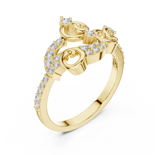 0.30 TCW Ornate Lab Grown Diamond Swirl Ring in Lustrous A Poetic Expression of Motion