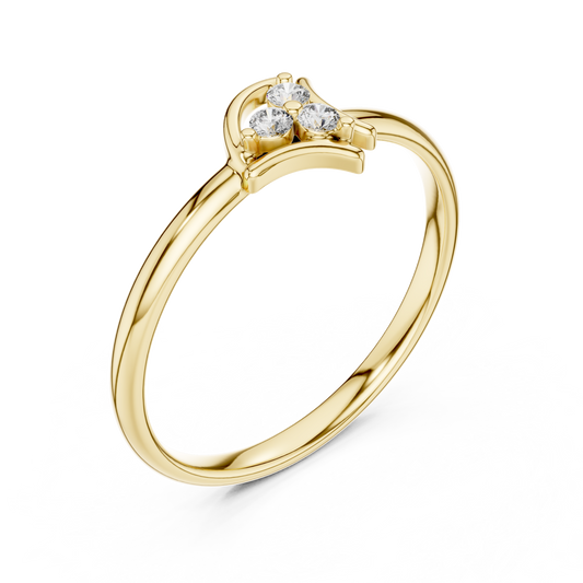 0.042 TCW Elegant Artistic Petal Design and Sparkling Moissanite Trio Diamond Ring