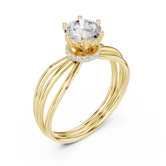 1.50 TCW Triple Band Ring Featuring a Brilliant Round Lab Grown Diamond Center Stone