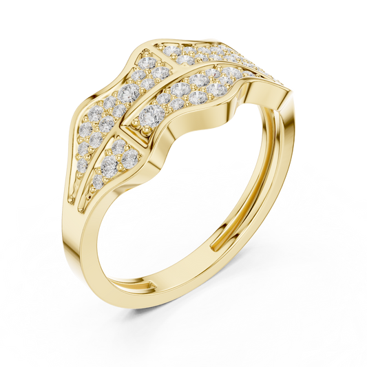 0.43 TCW Majestic Flow Pavé Moissanite Diamond Ring with Sculpted Wave Design