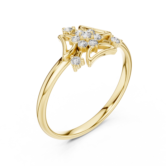 Open Petal Cluster Round Moissanite Anniversary Ring - view 2