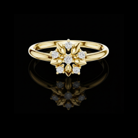0.30 TCW Daisy Inspired Petal Blooming Sparkle Moissanite Diamond Cluster Ring