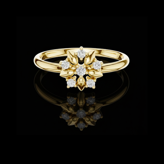 0.30 TCW Daisy Inspired Petal Blooming Sparkle Moissanite Diamond Cluster Ring