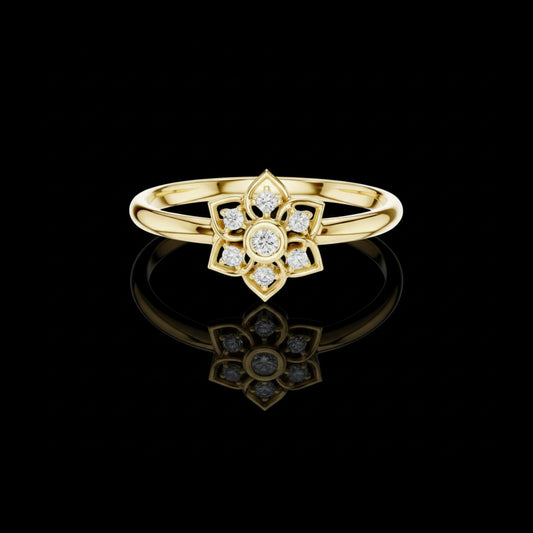 0.048 TCW Elegant Everyday Bloom Radiant Floral Lab Diamond Cluster Ring in Gold