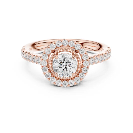 Round Halo Lab Grown Diamond Ring for Women - view 2