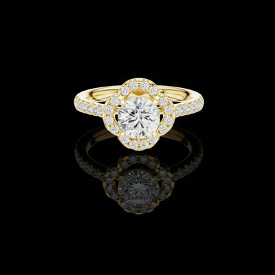 Round Brilliant Floral Halo Lab Grown Diamond Ring for Women