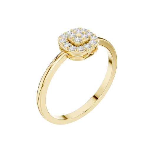 Round Lab Diamond With Halo Cluster Delicate Ring - view 4