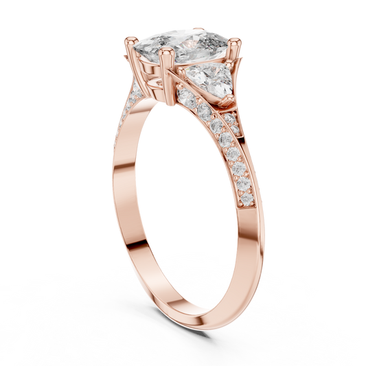 Oval Anniversary Ring with Side Stone Pave Band - view 2