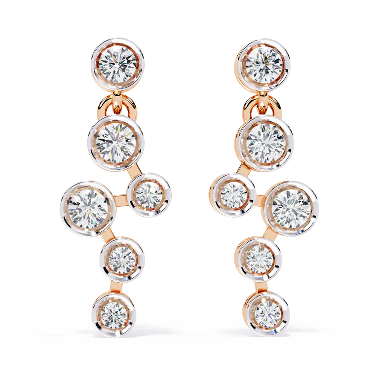 Multi Round Bezel Drop Earrings - view 2