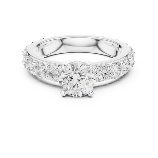 Pave Round Cut Solitaire Moissanite Wedding Ring For Women - view 3