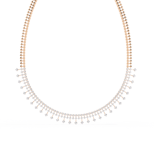 Fringe Tennis Necklace with Princess Shape Drops - view 3