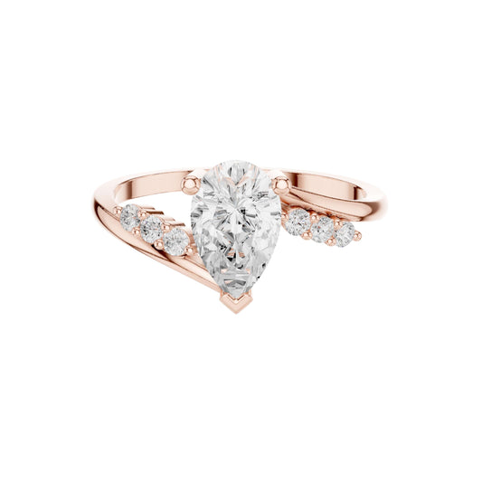 Pear Cut Moissanite Bypass Pave Setting Engagement Ring - view 2