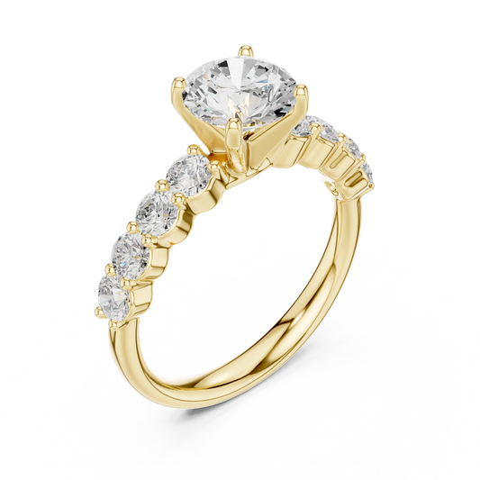 1.25 CT Classic Round Brilliant Lab Grown Diamond Ring With Graduated Side Stones Luxury Bridal Jewelry