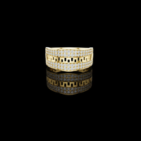0.68 TCW Luxury Pave Set Round Lab Grown Diamond with Greek Key Pattern Statement Ring Fine Jewelry