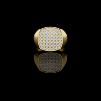 0.70 TCW Imperial Grid Pavé Moissanite Diamond Statement Ring with Sculpted Shoulders