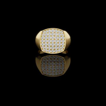 0.70 TCW Imperial Grid Pavé Moissanite Diamond Statement Ring with Sculpted Shoulders