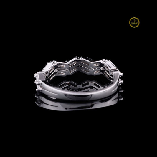 Zig Zag Style Baguette Cut Lab Diamond Wedding Band - view 4