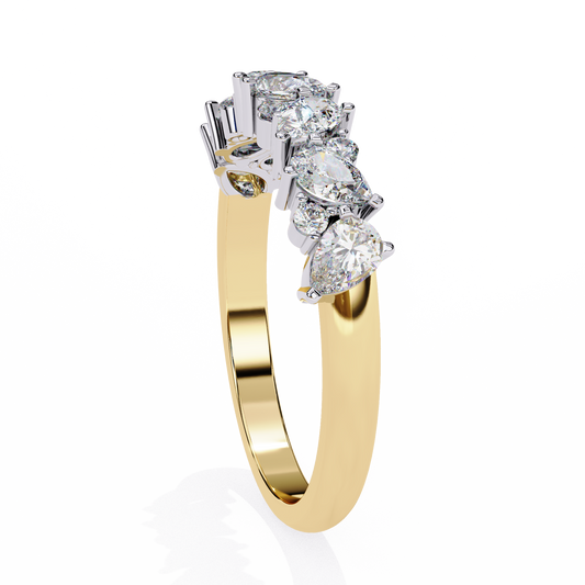 Pear & Round Moissanite Cluster Wedding Band Ring - view 2