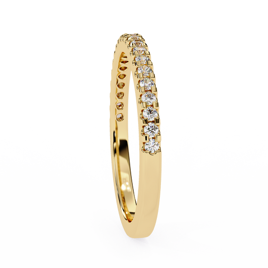 Round Lab Diamond Half Eternity Wedding Band Ring - view 2