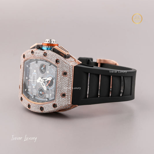 Luxury Watch with Natural Diamond Half Iced Out by Ivevar