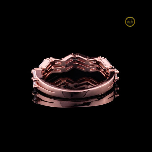 Baguette Cut Zig Zag Lab Diamond Eternity Wedding Band - view 4