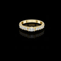 0.50 TCW Elongated Marquise Moissanite Diamond Ring with Graduated Round Side Stones & Elegant Half Eternity Band