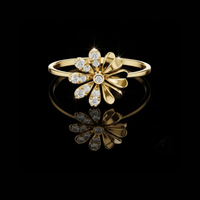 0.008 CT Daisy Flower Moissanite Round Cut Diamond Floral Ring Jewelry for Women