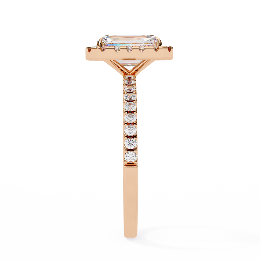 Emerald Cut Diamond Hidden Halo Lab Diamond Ring - view 4