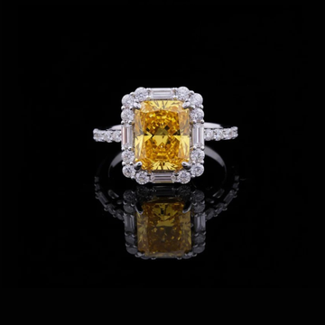 3.00 CT The Imperial Sunburst Moissanite Diamond Ring Radiant Cut Diamond Halo Ring