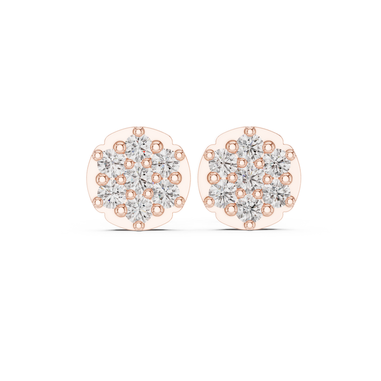 Aurora Halo Blossom Round Cluster Stud Earrings - view 2