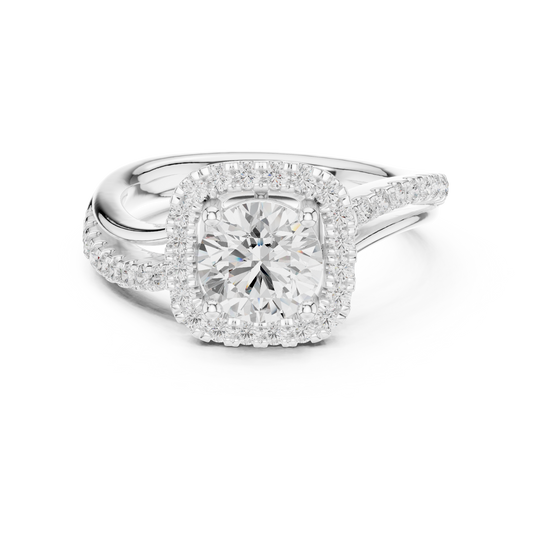 Round Halo Split Shank Lab Grown Diamond Ring - view 3
