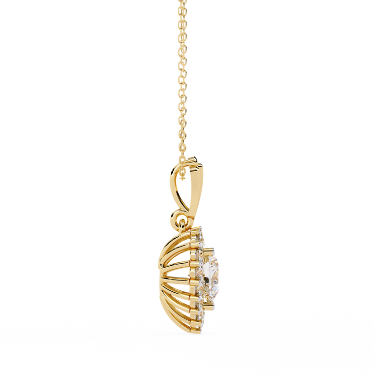 Heart Shape Halo Pendant Necklace - view 2