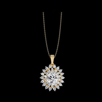 3.41 TCW Sunburst Oval Cut Lab Grown Diamond Necklace Sparkling Halo Design for Quiet Days