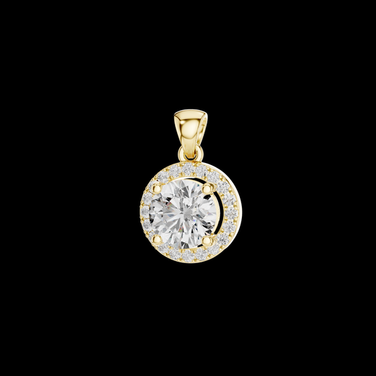 1.00 CT Elegant Round Cut Halo Moissanite Diamond Pendant Crafted in Lustrous Luxury