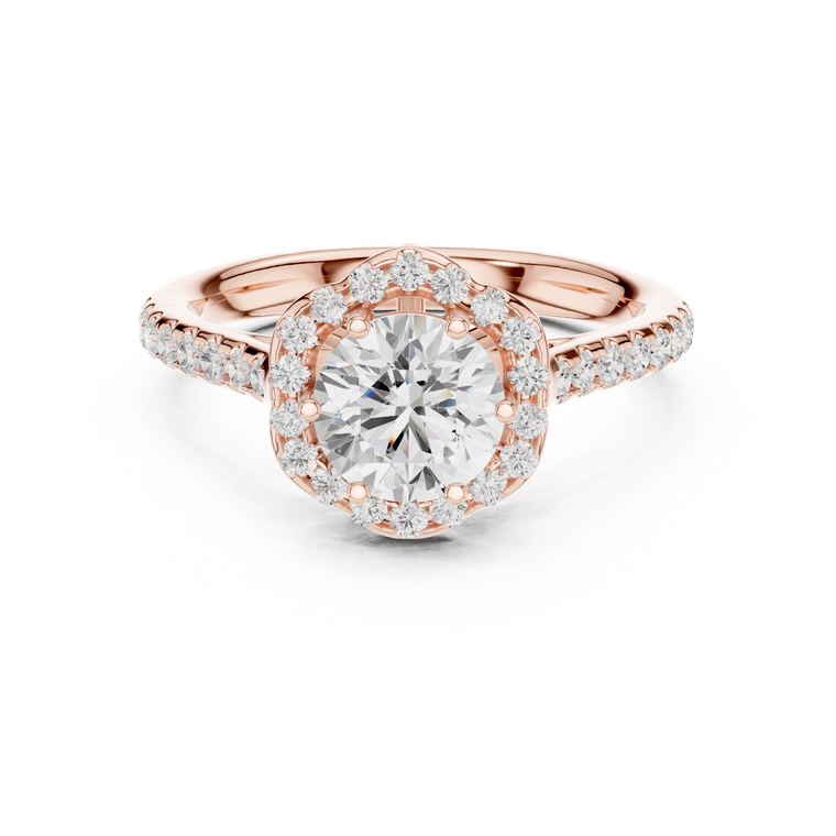 Round Floral Halo Lab Grown Diamond Cluster Diamond Ring - view 2