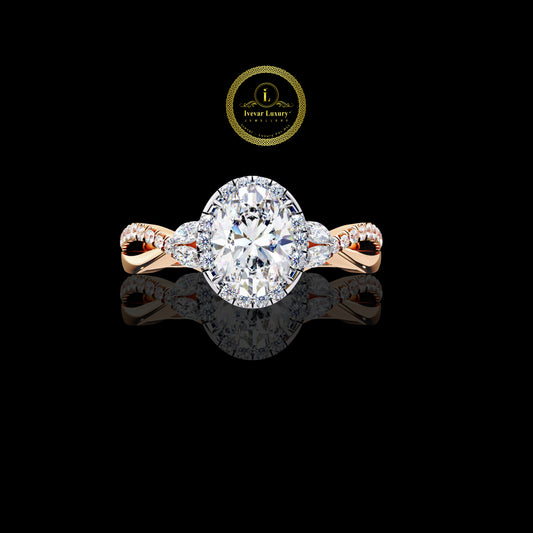 Delicate Oval Brilliant VVS1 Moissanite Diamond Engagement Ring 925 Silver & 14K White Gold