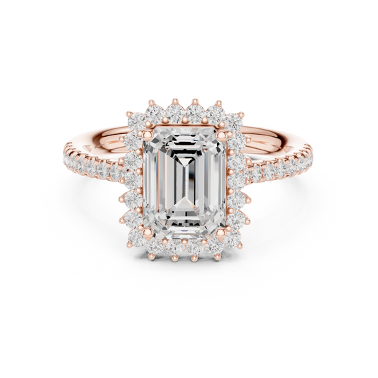 1.92 CT Gorgeous Emerald Cut Halo Lab Grown Diamond Ring For Beautiful Bride