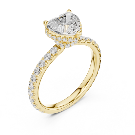 1.50 CT Luxury Heart Shaped Lab Grown Diamond with Pave Band Halo Setting Romantic Bridal Ring by Ivevar Luxury