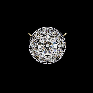 1 CT Beautiful Round Cut Moissanite Diamond Pendant with Cluster of Sparkling Accent Diamonds