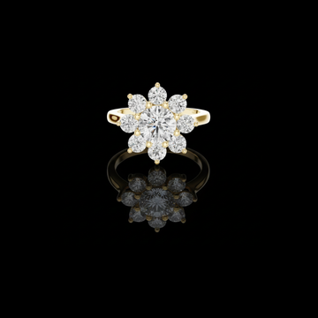 1.50 CT Luxury Floral Halo Lab Grown Diamond Ring with Brilliant Round Cut Cluster Design
