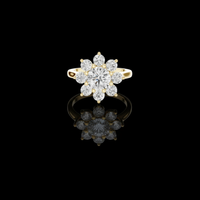 1.50 CT Luxury Floral Halo Moissanite Diamond Ring with Brilliant Round Cut Cluster Design