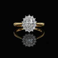 Oval Halo Moissanite Diamond Ring with Cathedral Setting