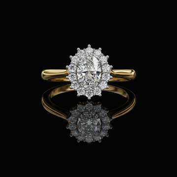 Oval Halo Moissanite Diamond Ring with Cathedral Setting