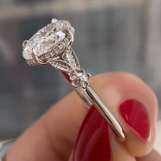 Vintage Oval Moissanite Filigree Engagement Ring - view 4