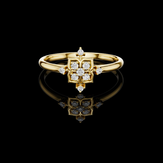 0.062 TCW Exquisite Featuring a Radiant Floral Cluster of Round Cut Moissanite Diamonds