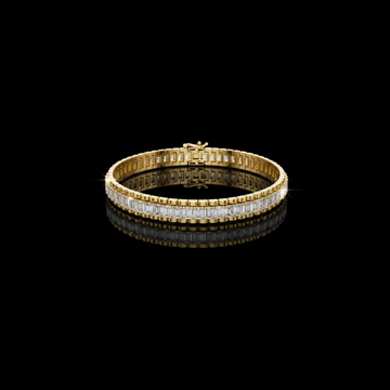 12.00 TCW Exquisite Emerald Cut Lab Grown Diamond Bracelet with Sleek Gold Channel Setting By Ivevar